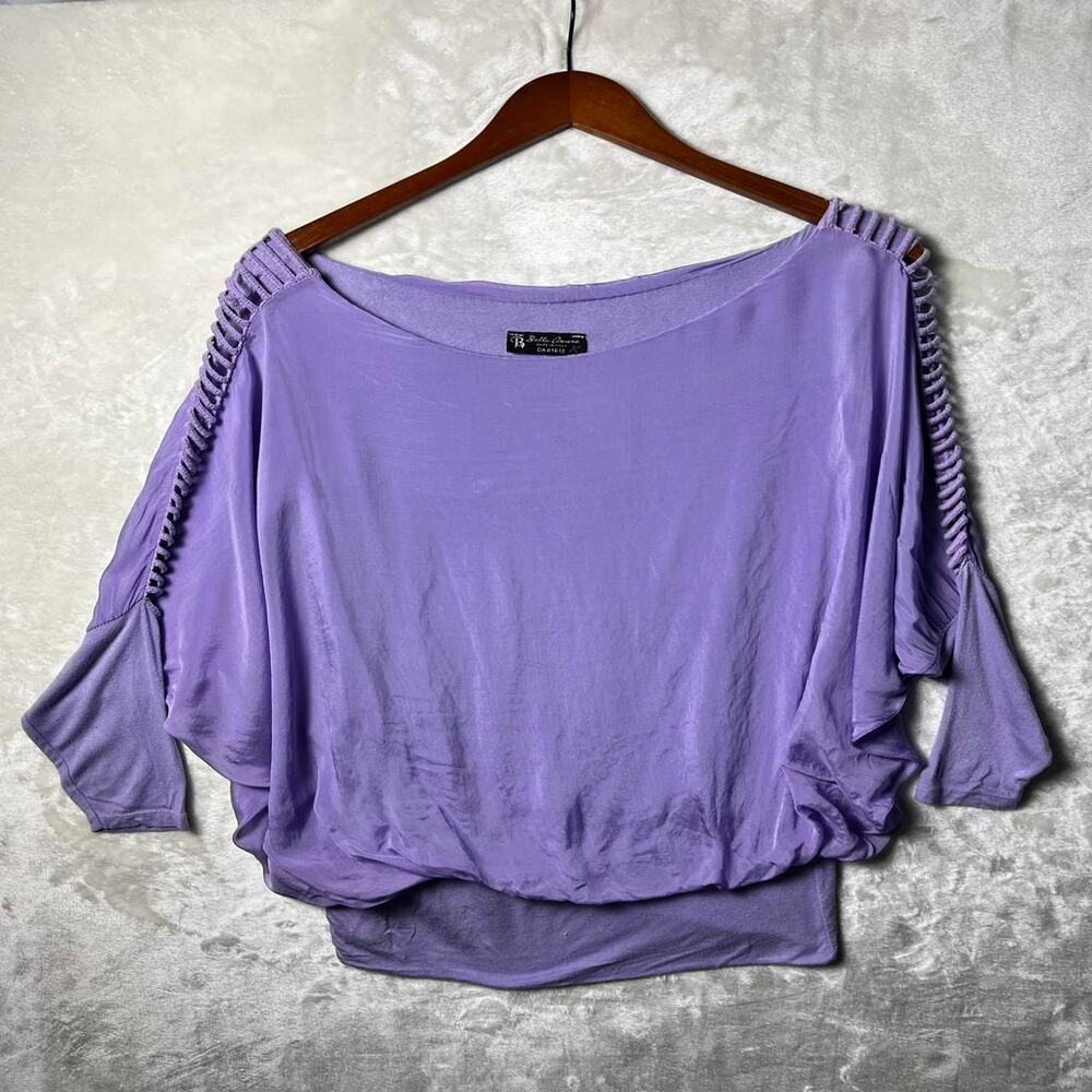 Bella Amore Italy Spring Silk Blouse Women's S Coquette Drapey Lavender Flow Top